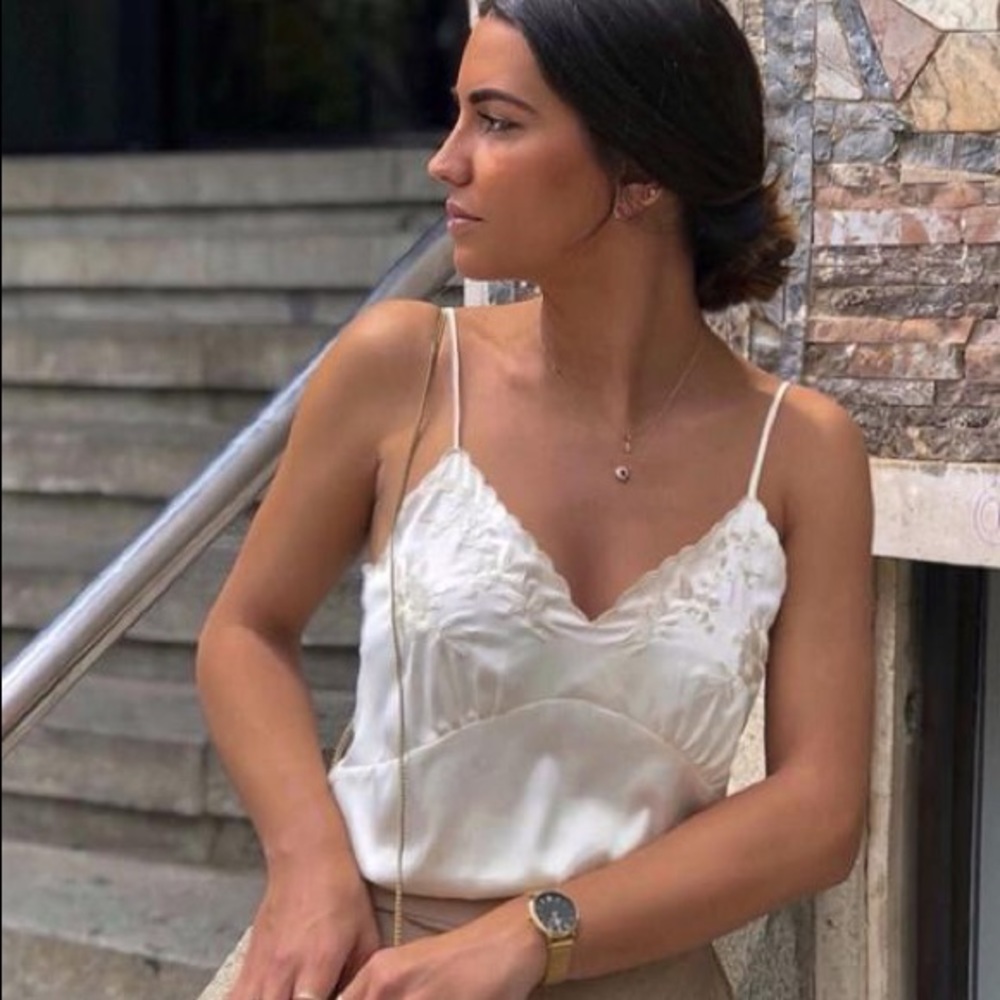 Zara Embroidered Satin Camisole